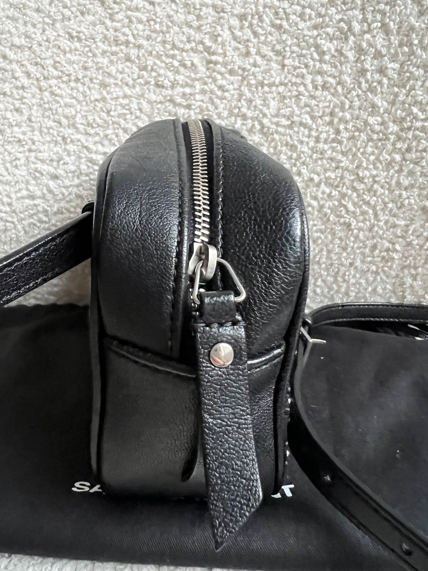 Yves Saint Laurent (YSL) Black Studded Lou Belt Bag