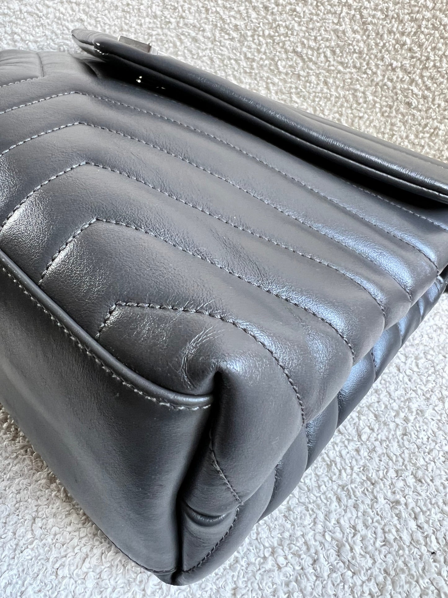 Yves Saint Laurent (YSL) Medium Grey Lou Lou Silver Hardware