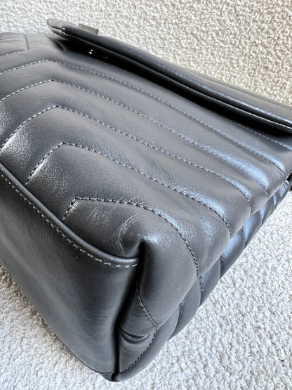 Yves Saint Laurent (YSL) Medium Grey Lou Lou Silver Hardware