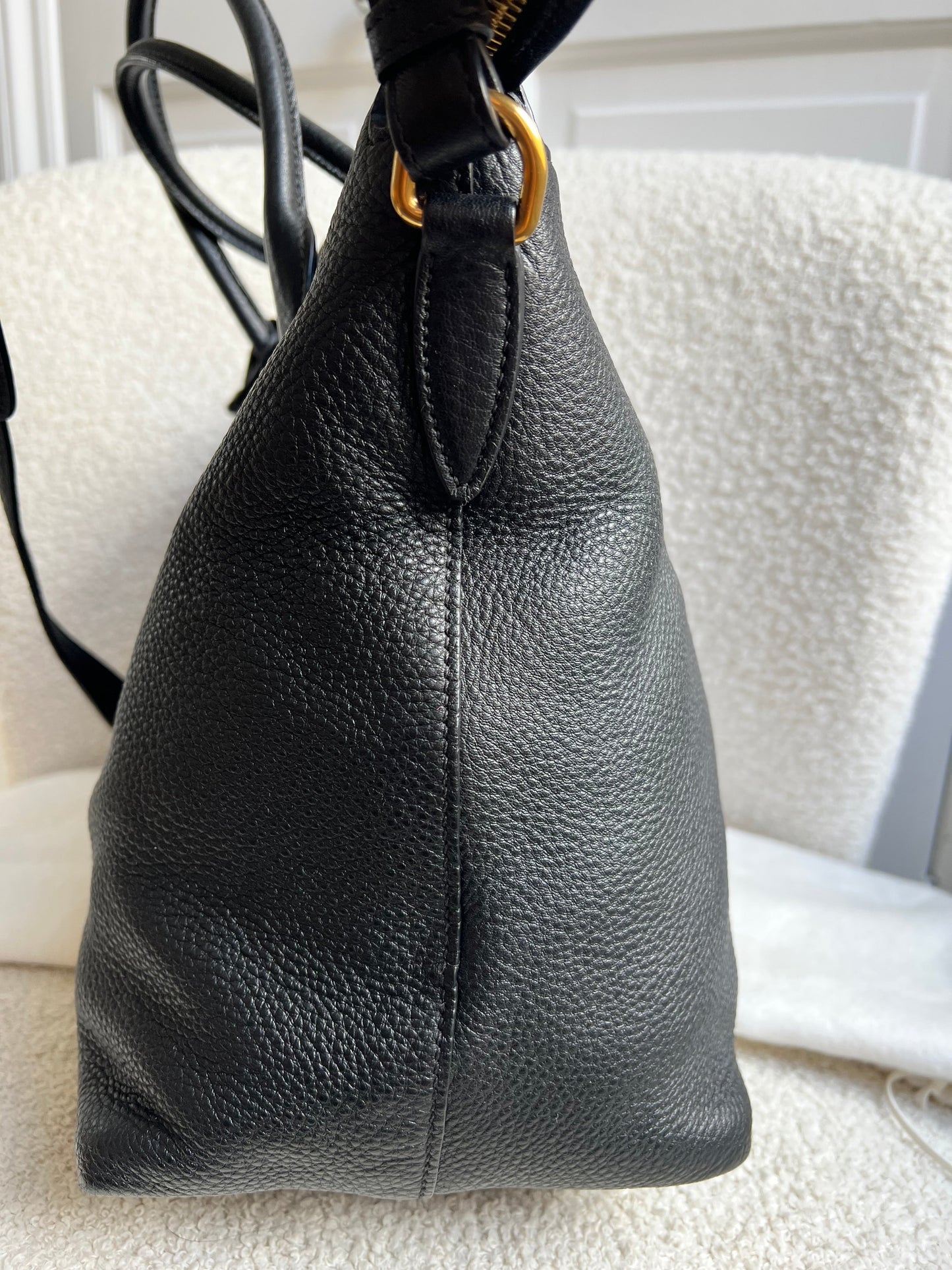 Prada Black Vitello Daino Shoulder Bag