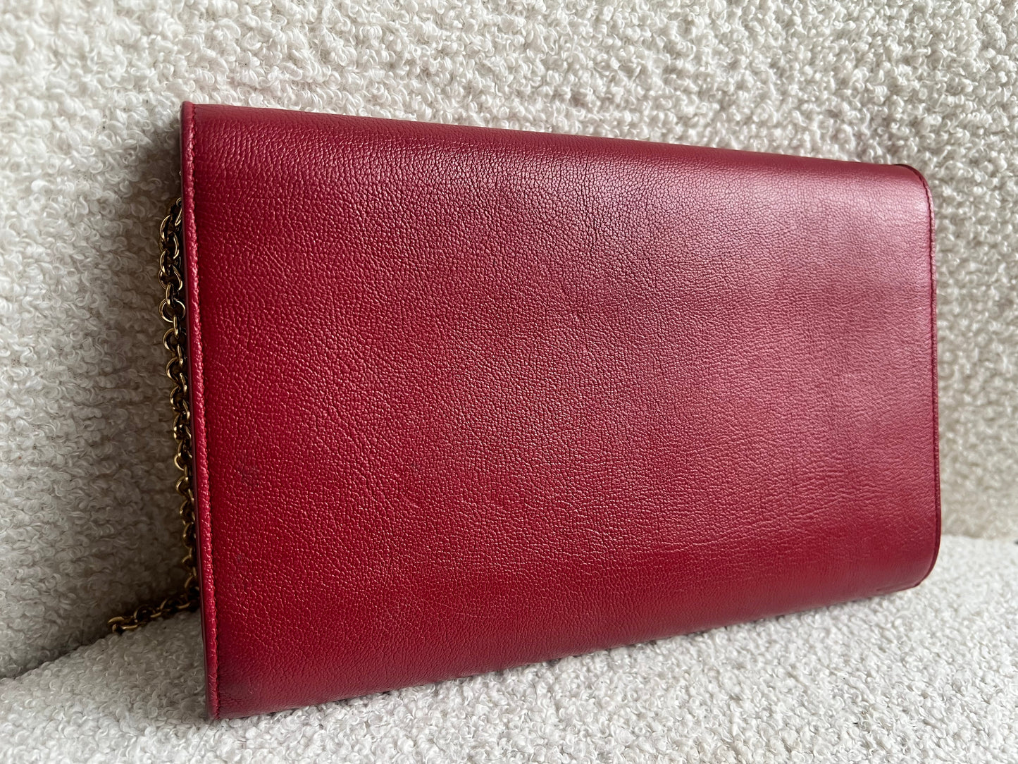 Yves Saint Laurent (YSL) Red Belle de Jour Chain Wallet Clutch