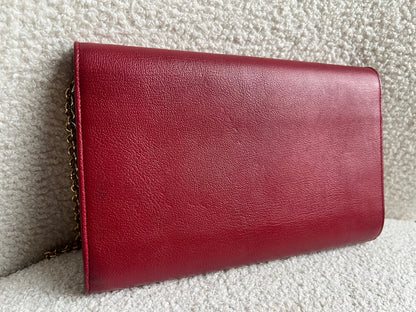 Yves Saint Laurent (YSL) Red Belle de Jour Chain Wallet Clutch