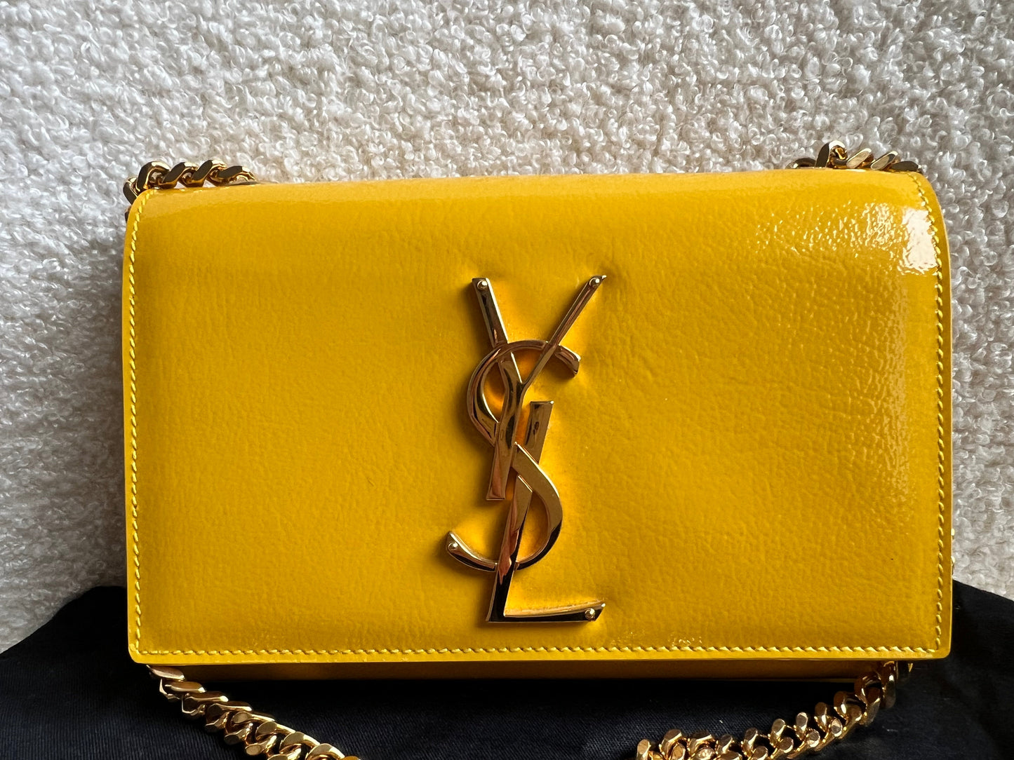 Yves Saint Laurent (YSL) Small Kate Yellow Patent with Gold Hardware (RRP £1,440)