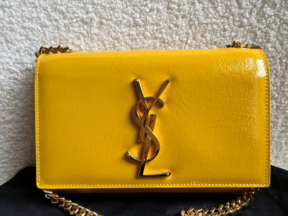 Yves Saint Laurent (YSL) Small Kate Yellow Patent with Gold Hardware (RRP £1,440)