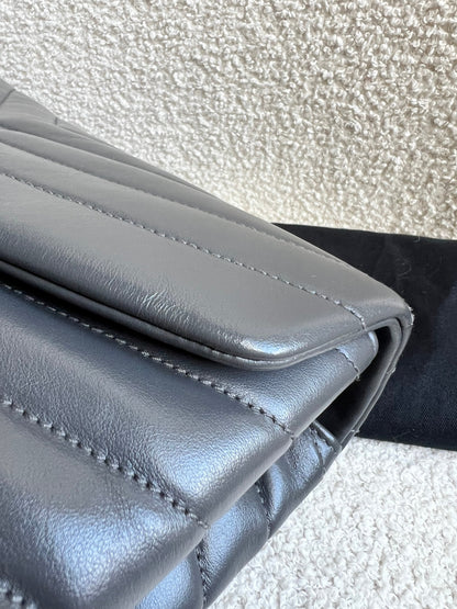 Yves Saint Laurent (YSL) Medium Grey Lou Lou Silver Hardware