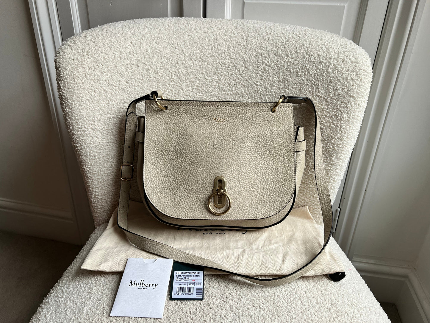 Mulberry Chalk Soft Amberley Satchel (RRP £1,195)