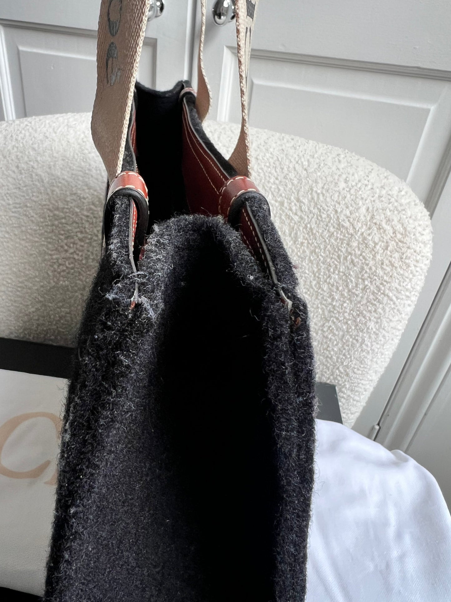 Chloe Medium Black Wool Woody Tote Bag