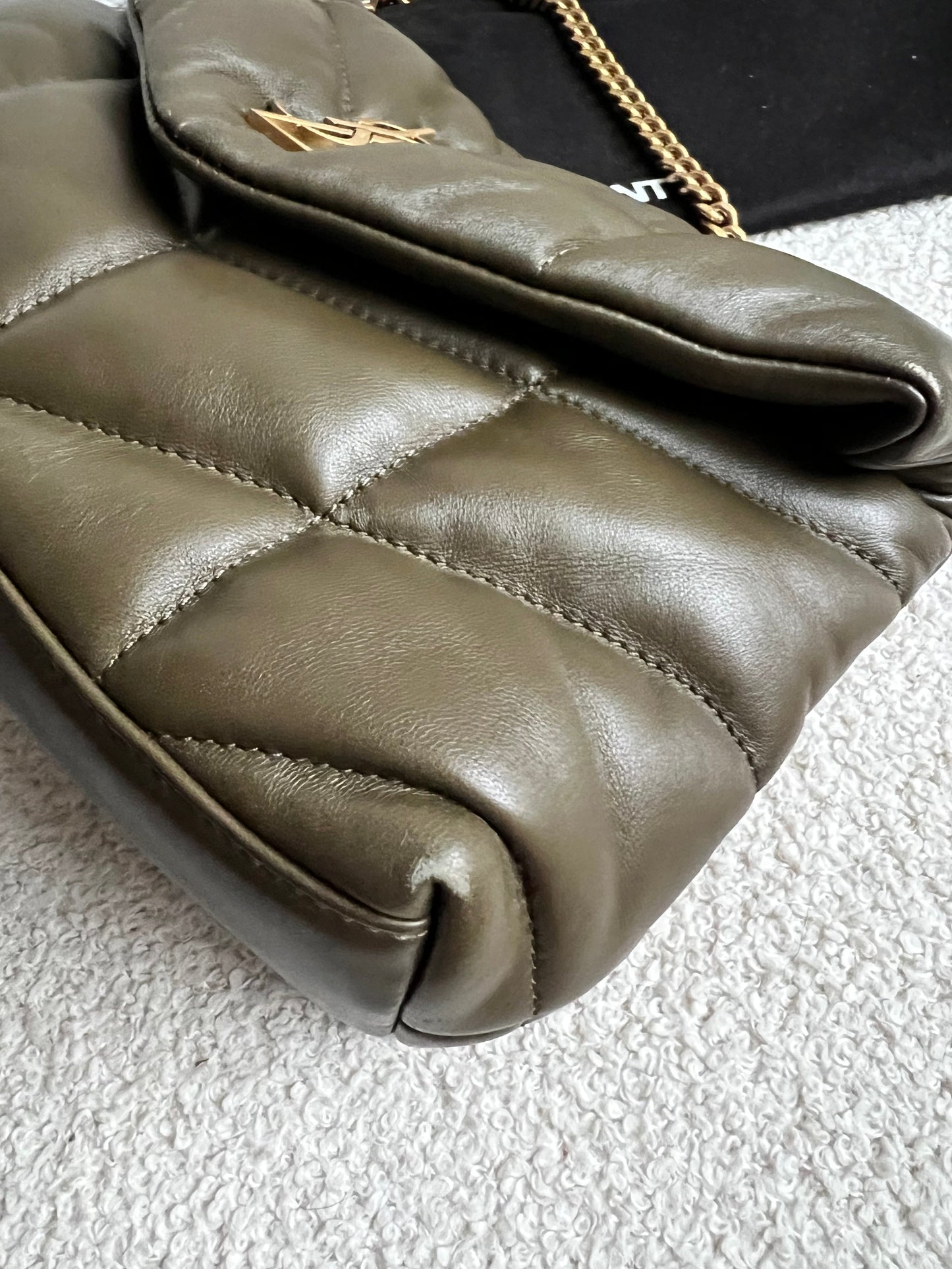 Yves Saint Laurent (YSL) Mini Puffer in Light Musk Quilted Lambskin (RRP £1720)