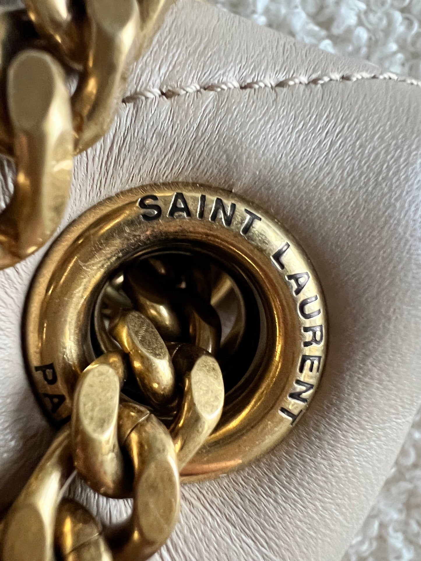 Yves Saint Laurent (YSL) Small Puffer in Beige Quilted Lambskin Gold Hardware (RRP £2,415)