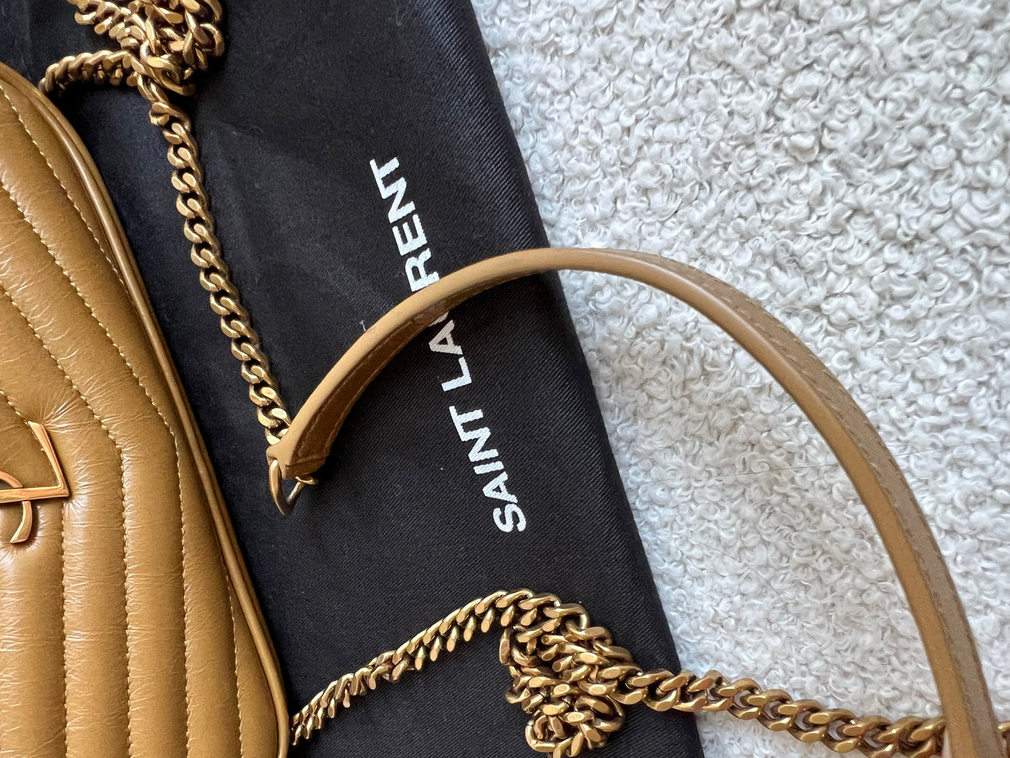 Yves Saint Laurent (YSL) Toffee Beige Mini Lou Camera Bag (RRP £1285)
