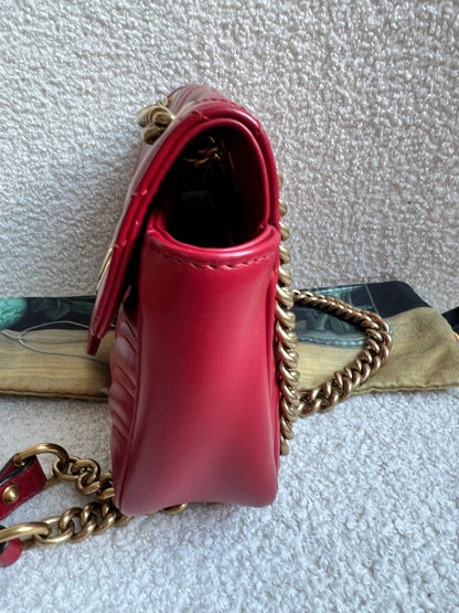 Gucci GG Hibiscus Red Marmont Mini Shoulder Bag (RRP £1,890)