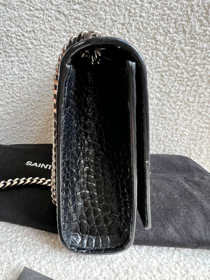 Yves Saint Laurent (YSL) Black Croc Small Kate with Silver Hardware (RRP £1,925)