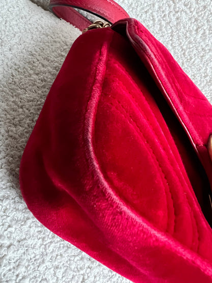 Gucci GG Mini Red Velvet Marmont Mini Shoulder Bag (RRP £1295)