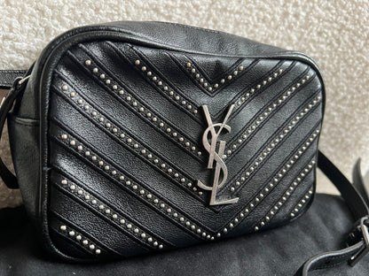 Yves Saint Laurent (YSL) Black Studded Lou Belt Bag