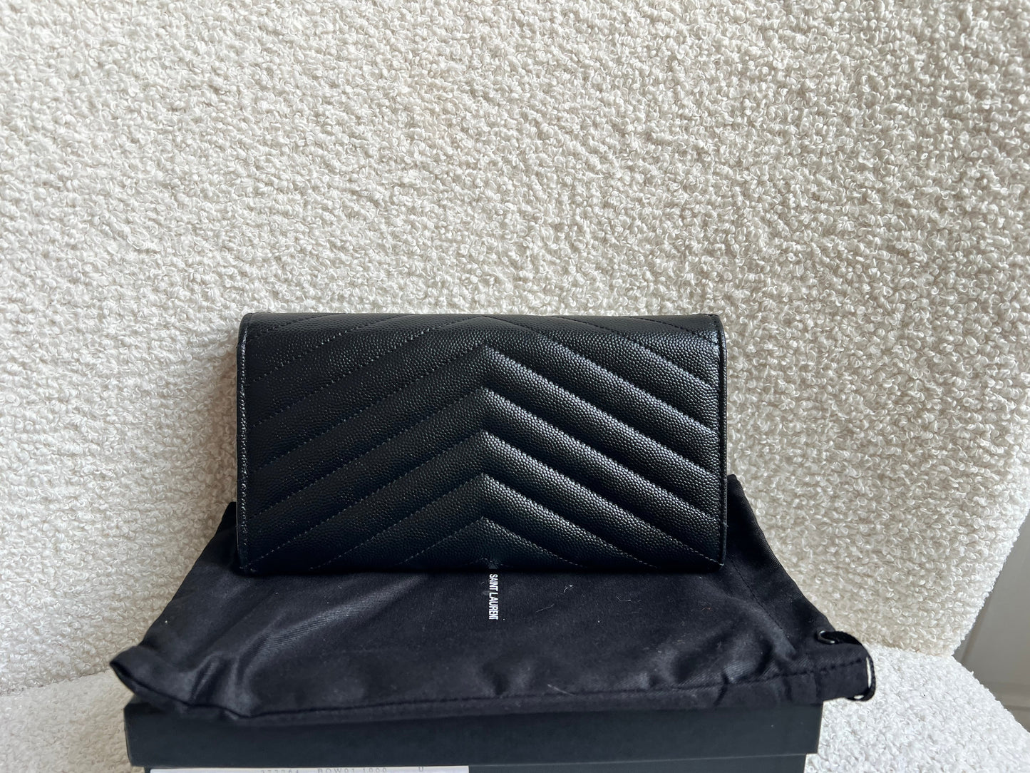 Yves Saint Laurent Black Large Cassandre Flap Wallet (RRP £665)