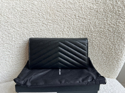 Yves Saint Laurent Black Large Cassandre Flap Wallet (RRP £665)