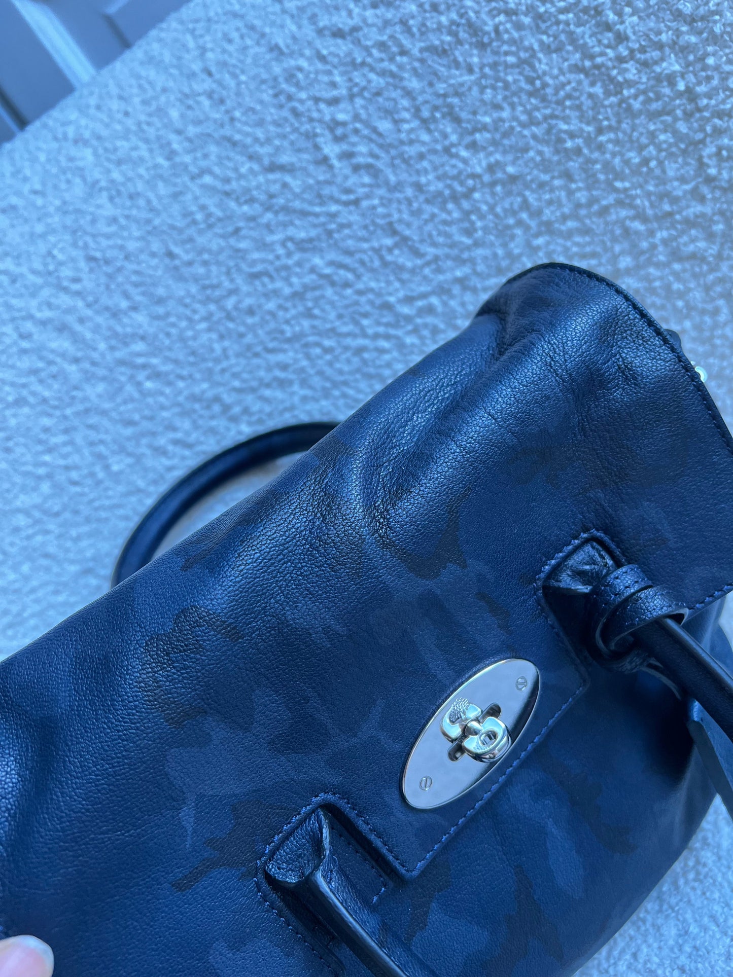 Mulberry Mini Cara Backpack in Midnight Blue Camo Printed Goat (RRP £995)