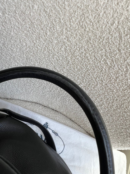 Prada Black Vitello Daino Leather Sacca 2 Manici Hobo Bag