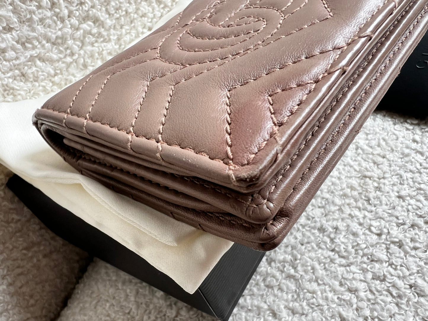 Gucci GG Dusty Pink Marmont Matelassé Card Case Wallet (RRP £410)