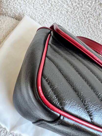 Gucci GG Black and Red Torchon Marmont Small Shoulder Bag