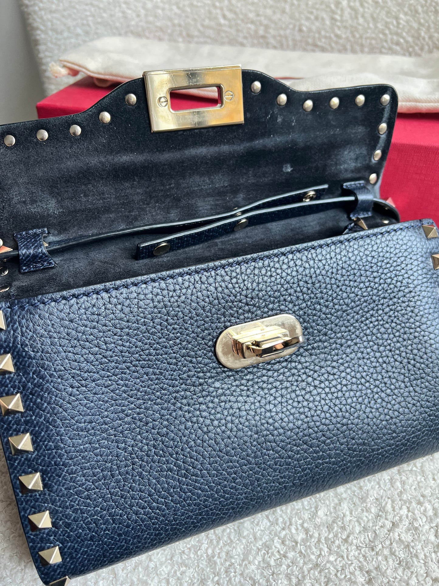Valentino Garavani Navy Blue Rockstud Crossbody