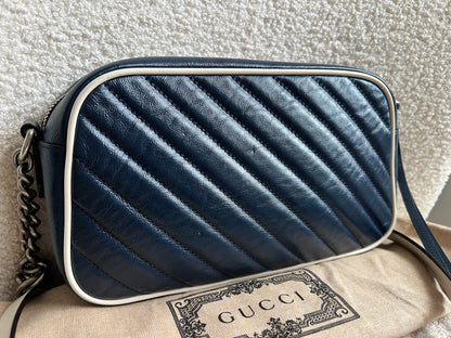 Gucci Torchon GG Navy Marmont Small Shoulder Bag