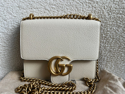Gucci Cream GG Marmont Chain Mini Bag