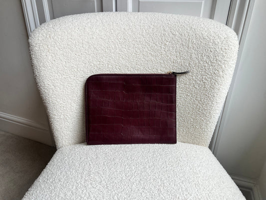 Mulberry Oxblood Embossed Croc Tech Pouch (£295)