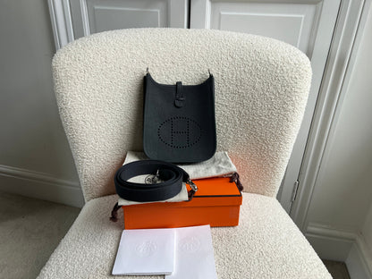 Hermes Evelyne TPM in Grey Clemence Leather with Palladium Hardware