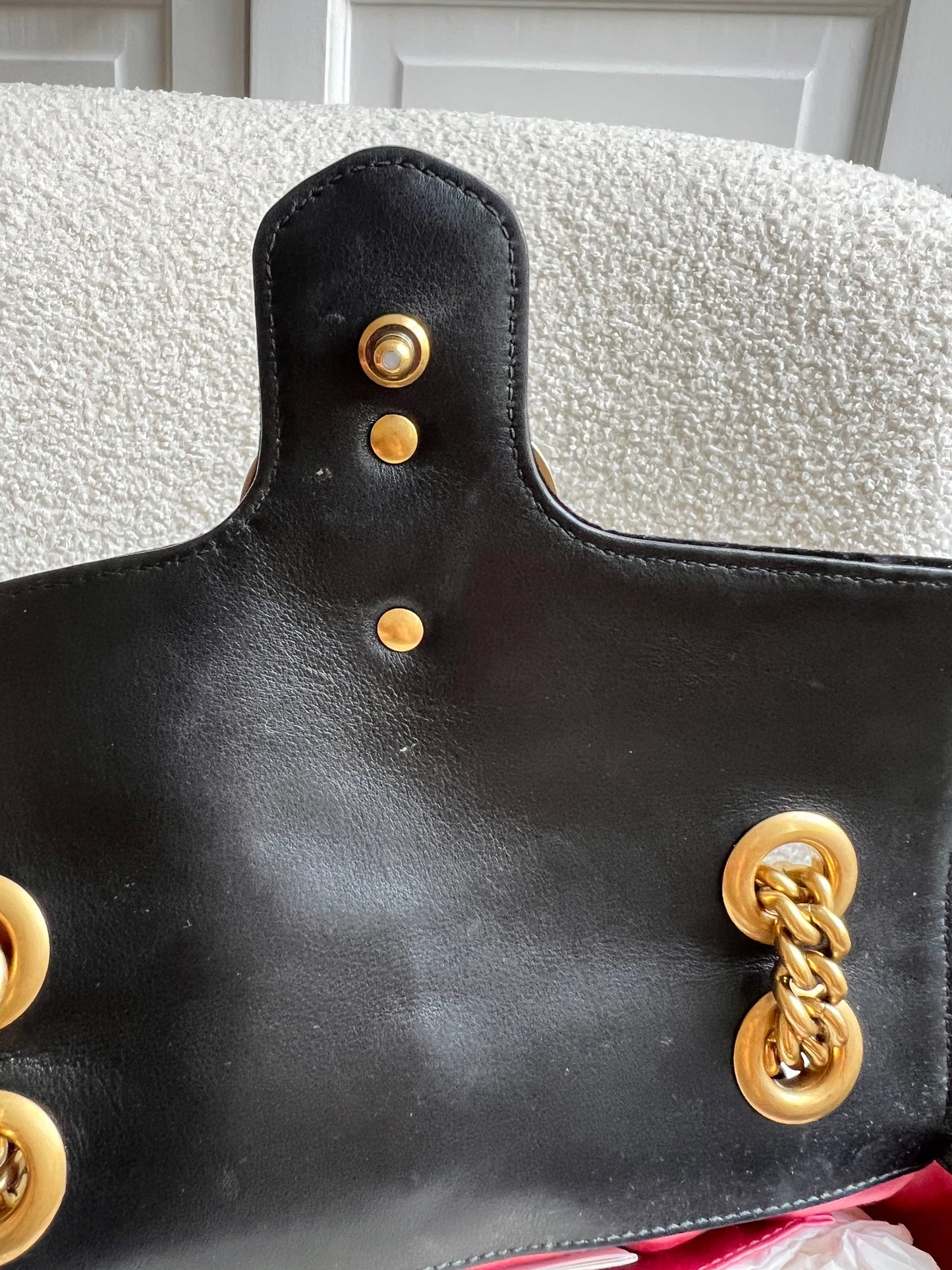 Gucci GG Black Velvet Embellished Marmont Mini Shoulder Bag