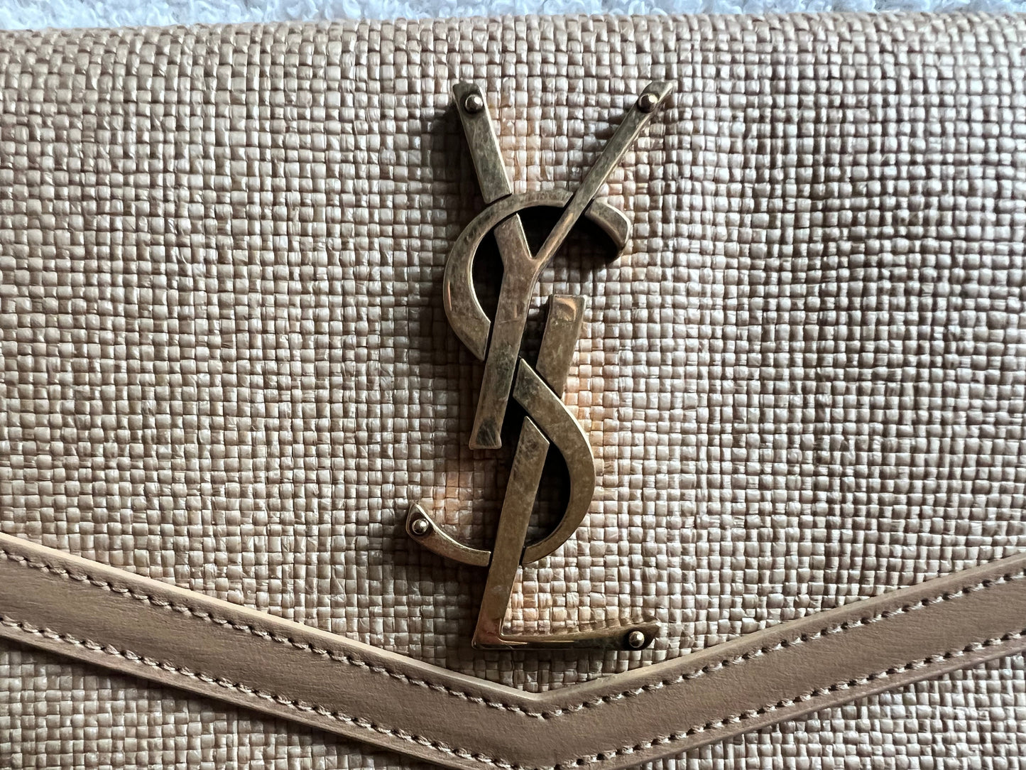 Yves Saint Laurent (YSL) Raffia Uptown Pouch Clutch (RRP £535)