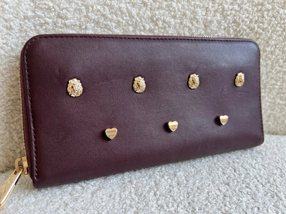 Mulberry Cara 'Lion & Heart Rivets' Zip Around Continental Purse in Oxblood Silky Calf