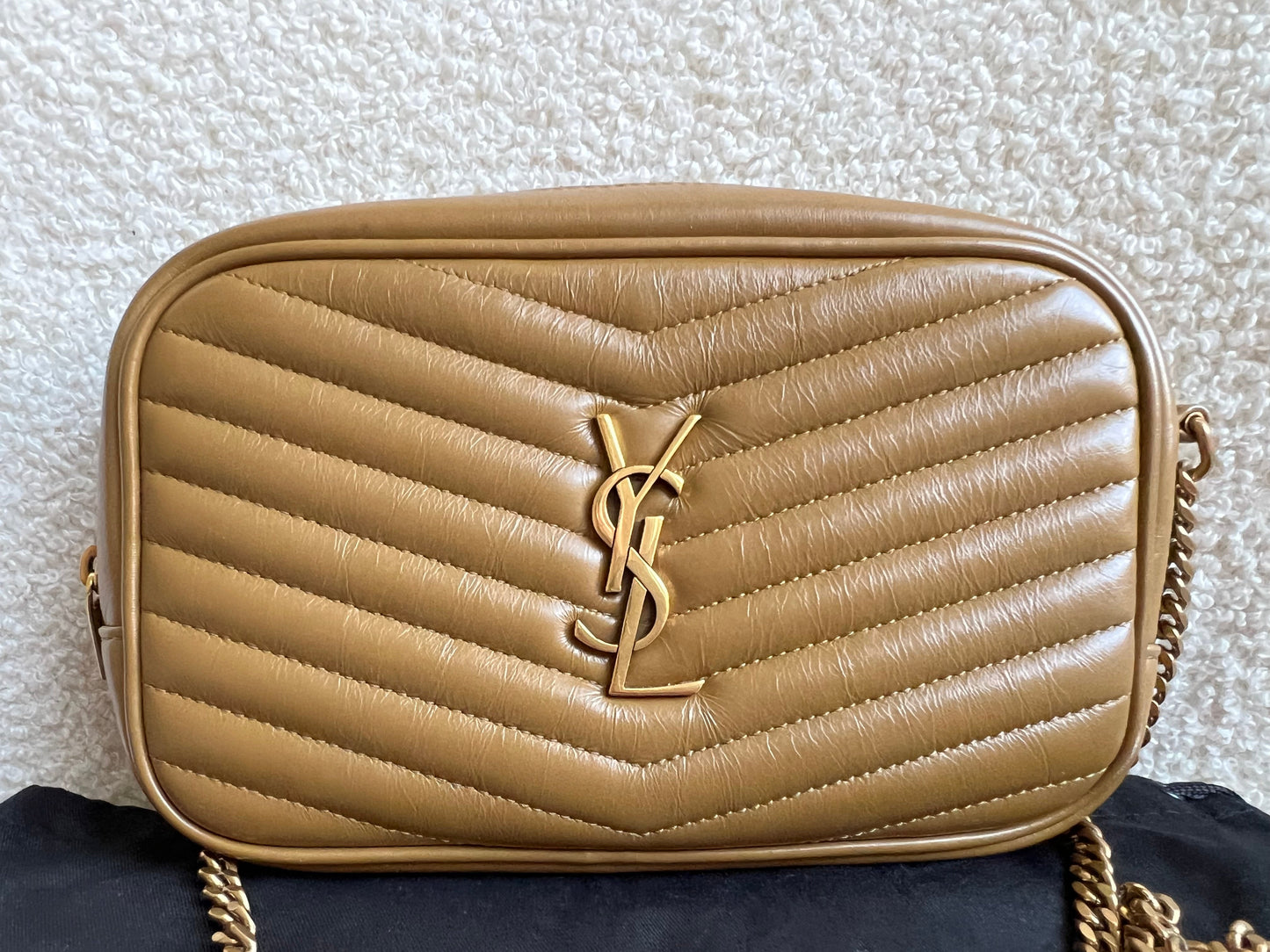 Yves Saint Laurent (YSL) Toffee Beige Mini Lou Camera Bag (RRP £1285)