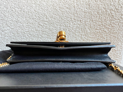 Yves Saint Laurent (YSL) Black Kate Tassel Chain Wallet Gold Hardware (RRP £1,440)