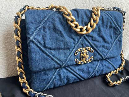 Chanel Small 19 in Blue Denim