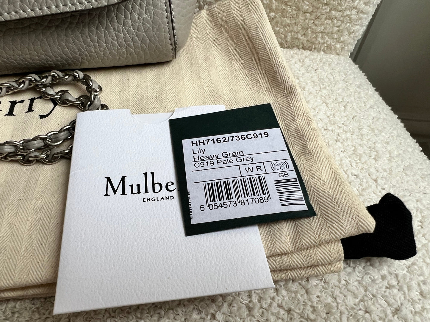 Mulberry Pale Grey Regular Lily Heavy Grain (RRP £1095)