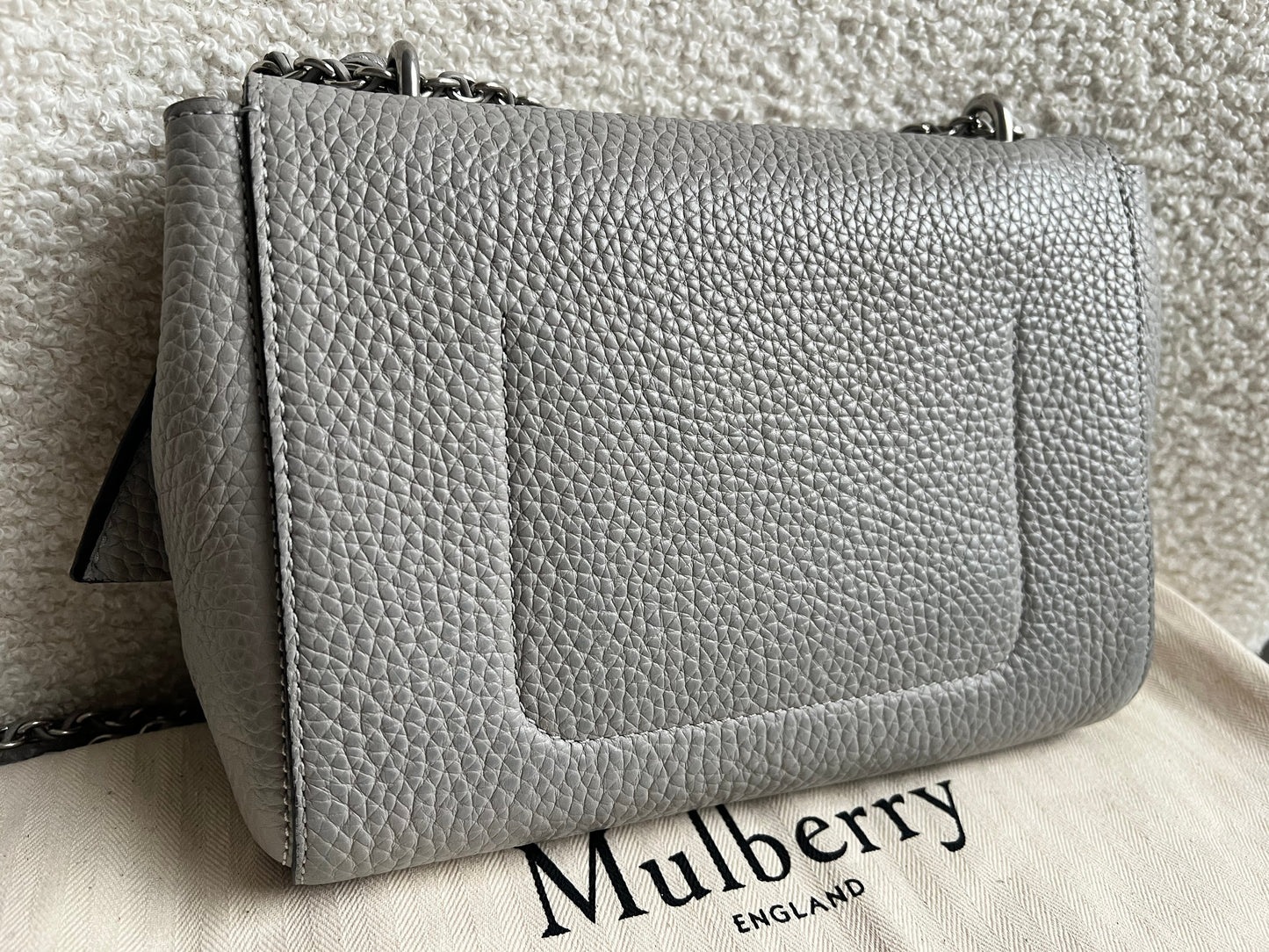Mulberry Pale Grey Regular Lily Heavy Grain (RRP £1095)