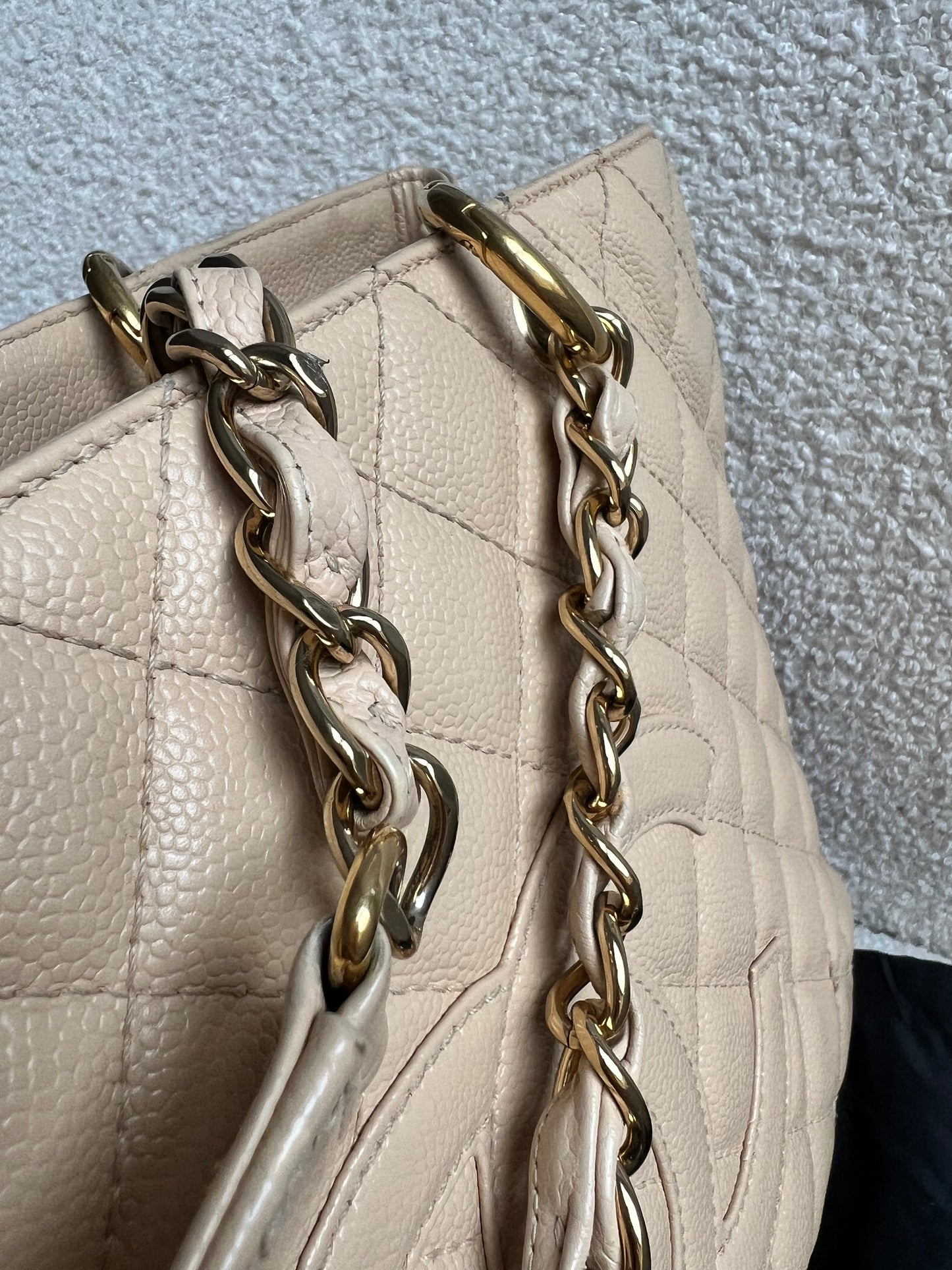 Chanel Beige Caviar Grand Shopper Tote gold hardware (GST)
