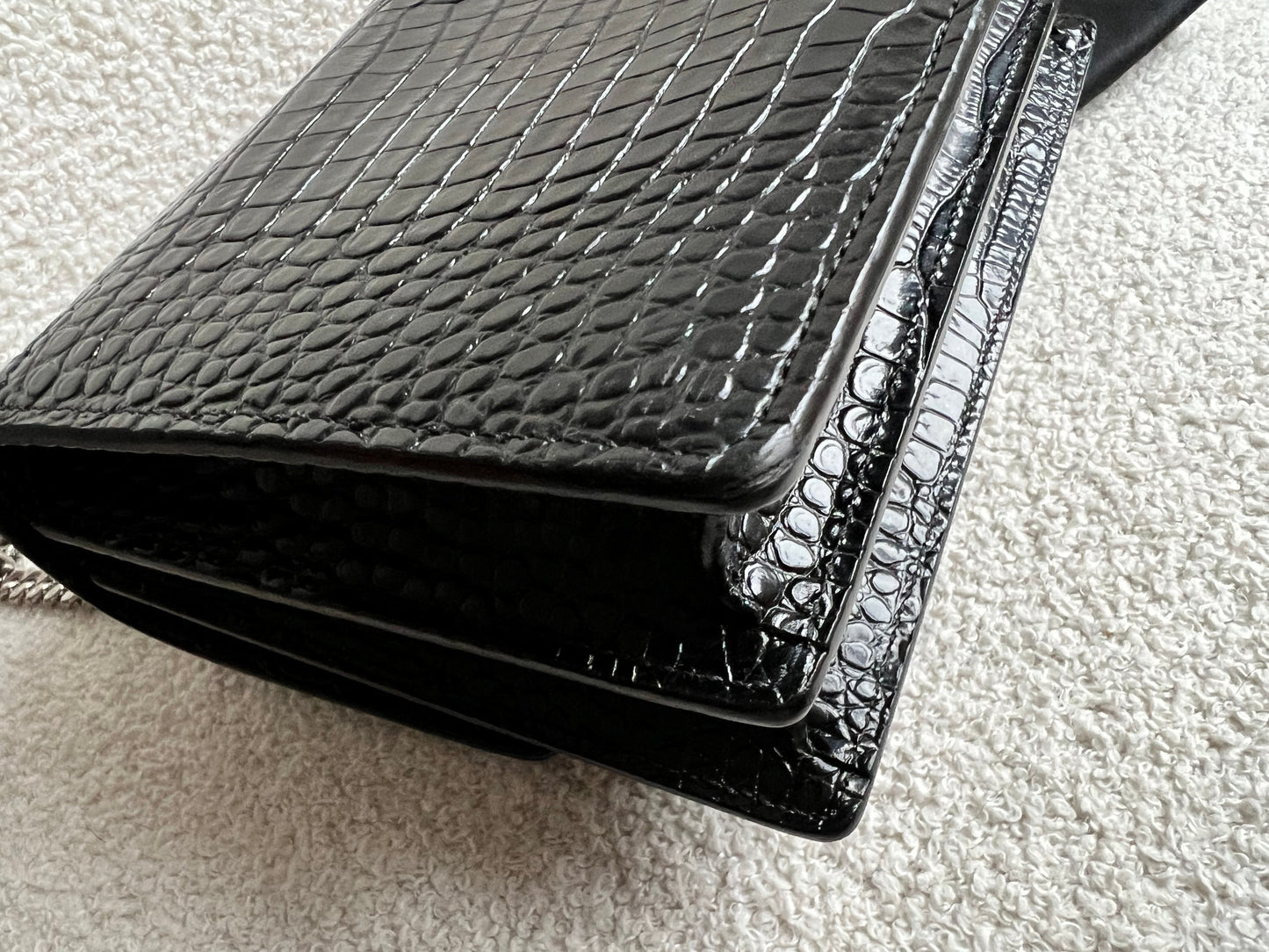 Yves Saint Laurent (YSL) Black Croc Medium Sunset with Silver Hardware (RRP £2,200)