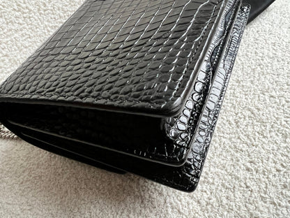 Yves Saint Laurent (YSL) Black Croc Medium Sunset with Silver Hardware (RRP £2,200)