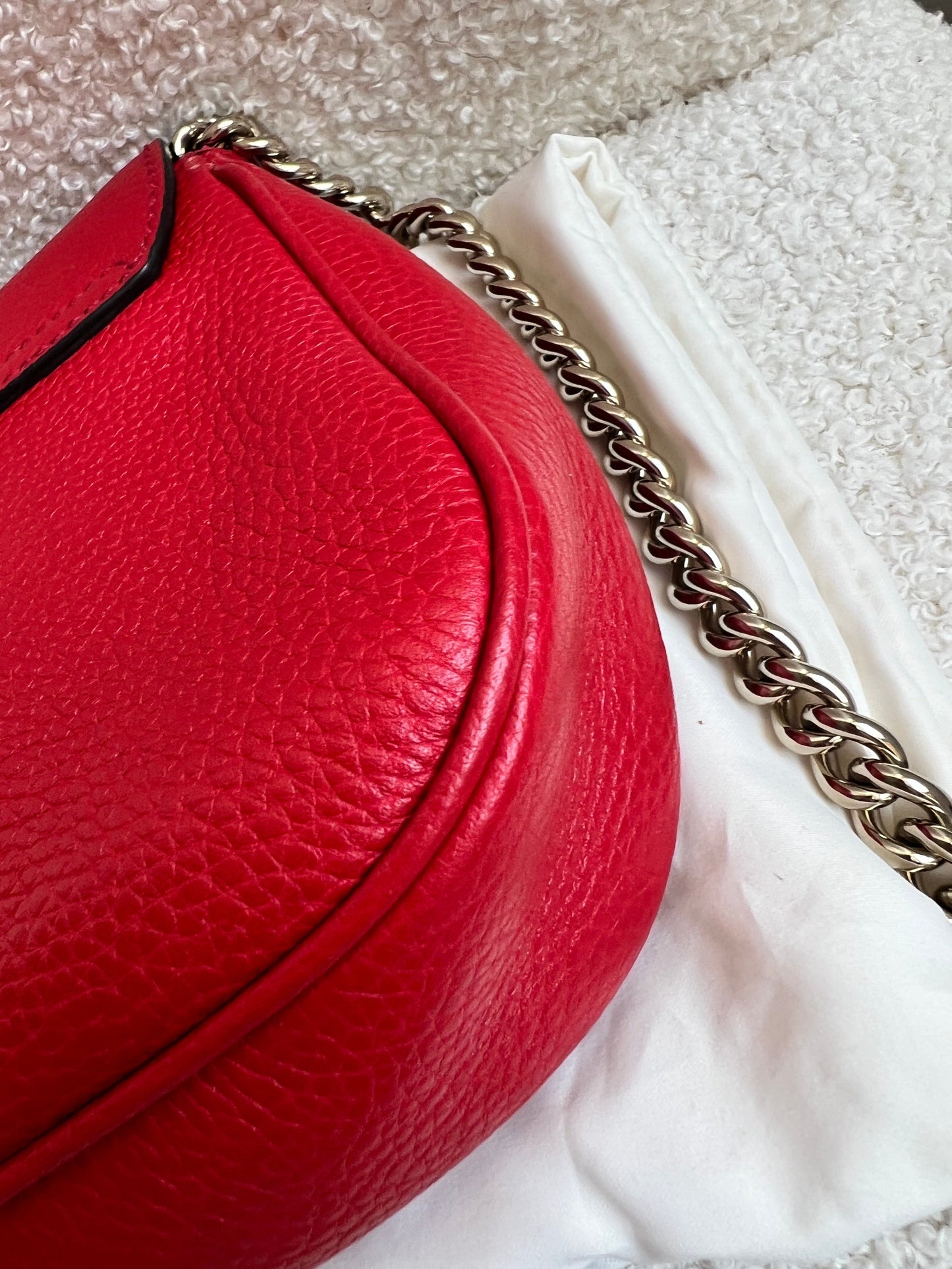 Gucci Red Soho Chain Crossbody Flap Bag