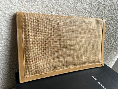 Yves Saint Laurent (YSL) Raffia Uptown Pouch Clutch (RRP £535)