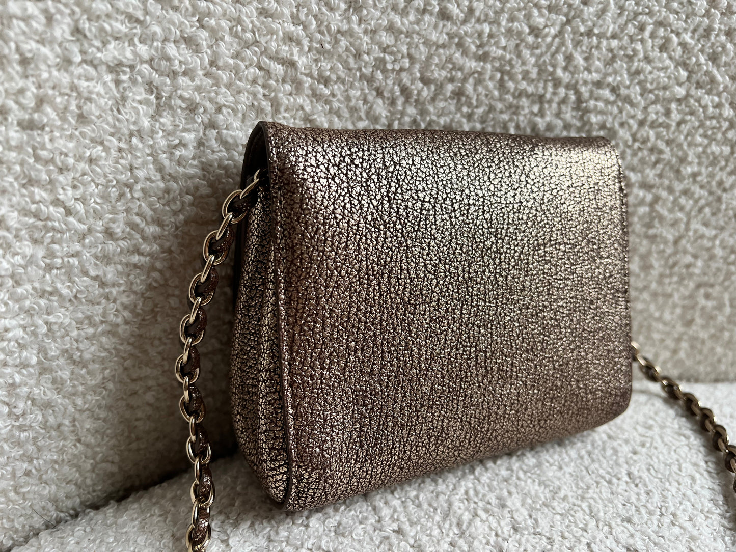 Mulberry Metallic Mushroom Mini Lily with gold Hardware