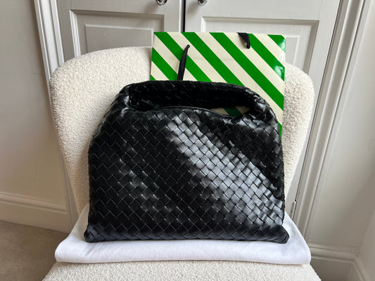 Bottega Veneta Black Small Hop Intraciatto (RRP £3370)