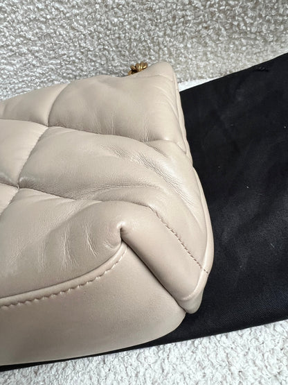 Yves Saint Laurent (YSL) Small Puffer in Beige Quilted Lambskin Gold Hardware (RRP £2,415)