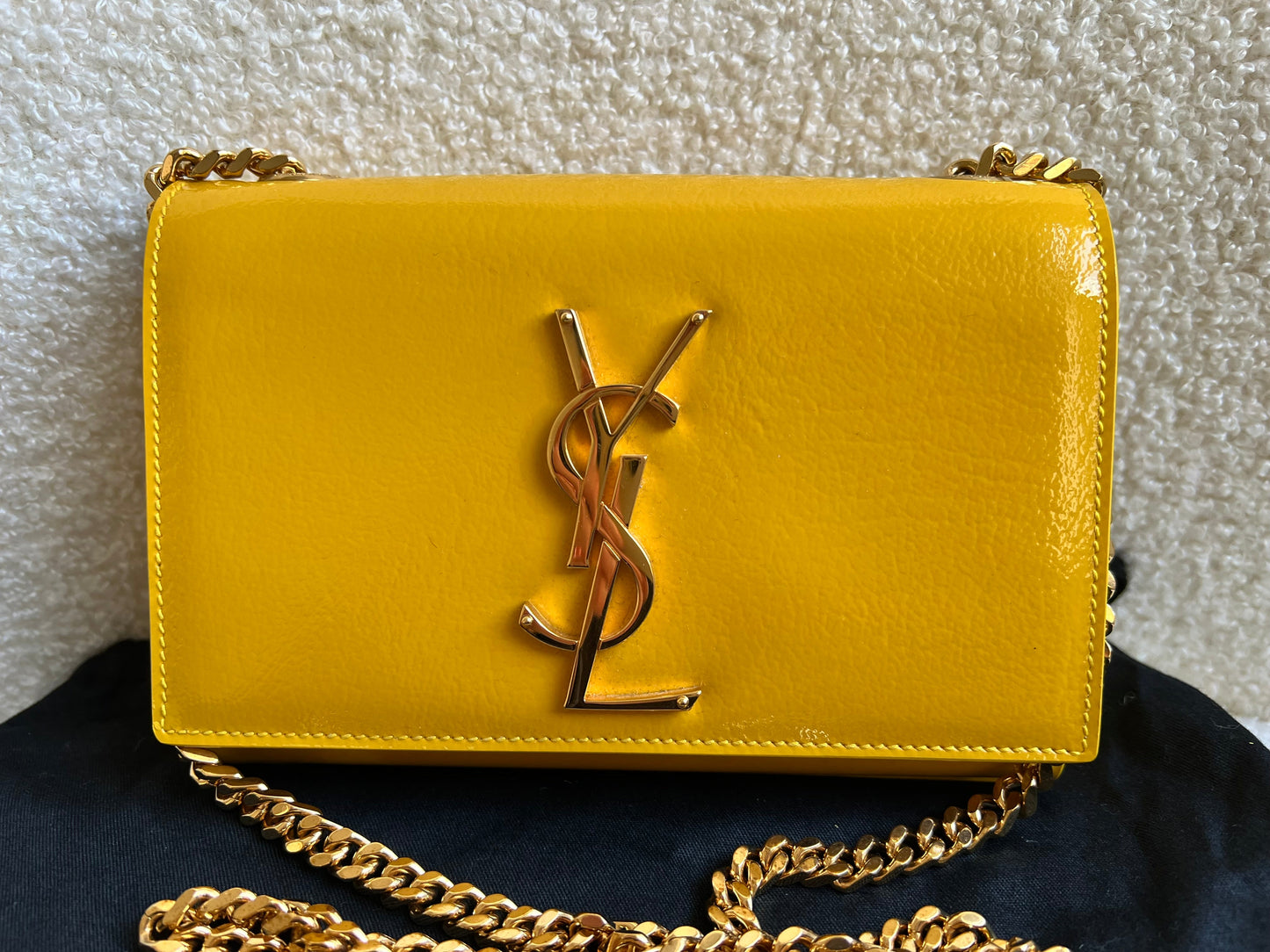 Yves Saint Laurent (YSL) Small Kate Yellow Patent with Gold Hardware (RRP £1,440)