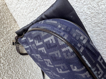 Fendi Denim Zucchino Canvas and Leather Shoulder Bag