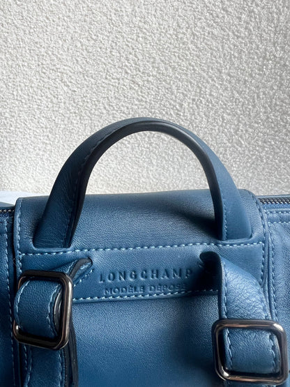Longchamp Blue Leather Pliage Mini Backpack (RRP £320)