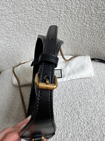 Gucci GG Black Mini Half Moon Marmont Shoulder Bag (RRP £1160)