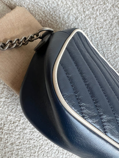 Gucci Torchon GG Navy Marmont Small Shoulder Bag